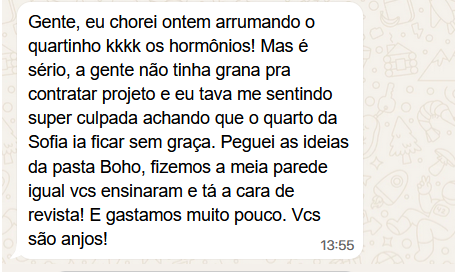 Depoimento de cliente satisfeita